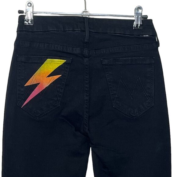 MOTHER The Looker Skinny Jeans Women’s Size 24 Gold Bolt Raw Hem Cropped - Picture 4 of 16